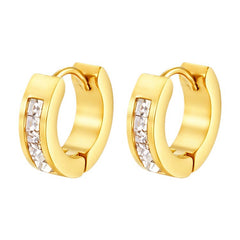 Huggie hoop earrings with square crystal inlay - Norty