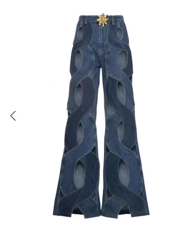 cut-out flare jeans with wave panel design - Binnaz