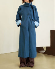 Asymmetric buttoned trench coat with scarf collar - Vurwi