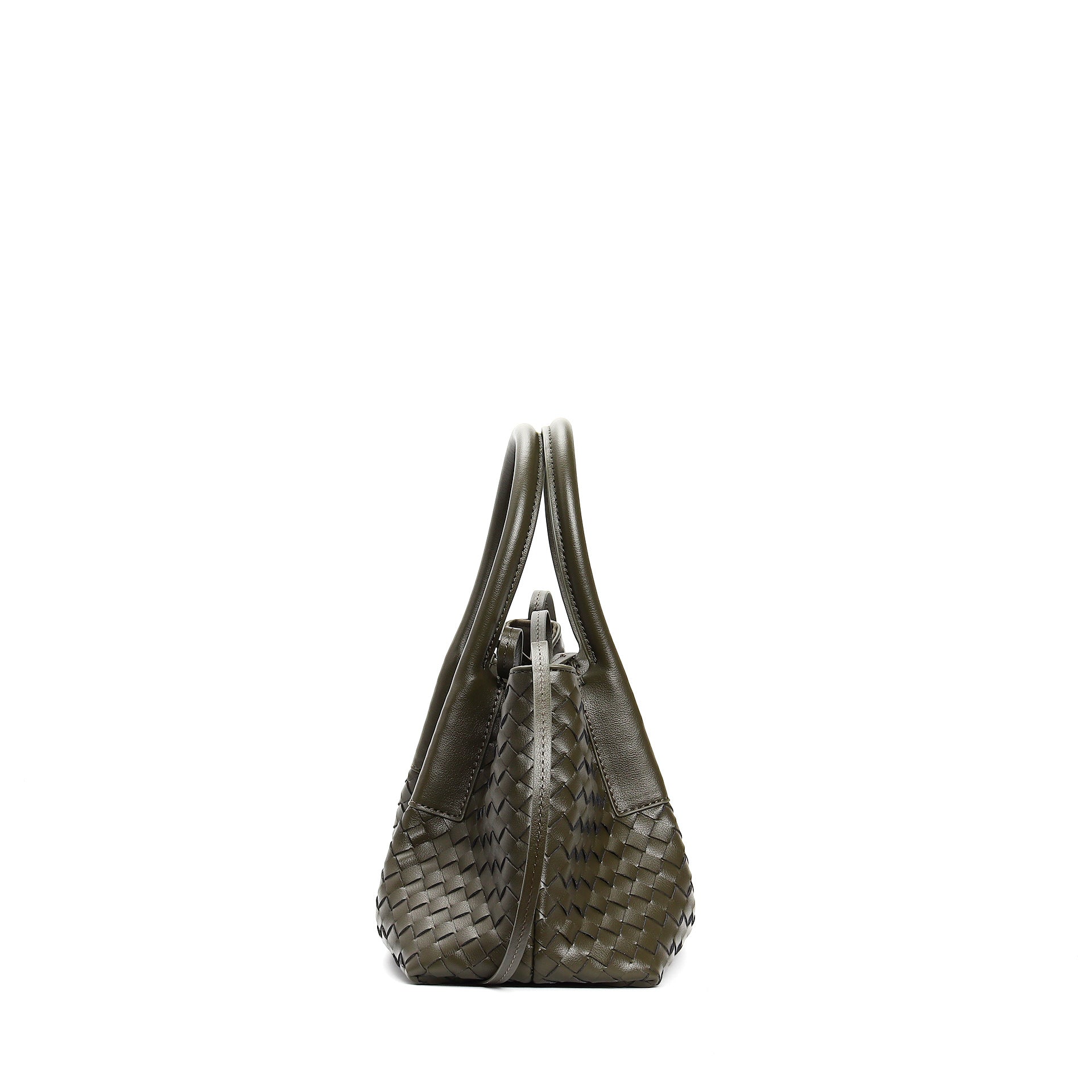 woven leather mini tote bag with tie closure - LIQTA