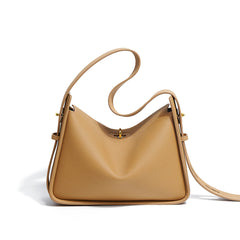 pebble leather shoulder bag with curved top - AURGA