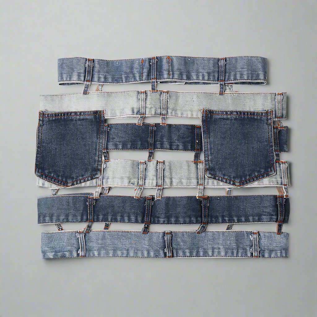 patchwork denim waist belt skirt - Talikha