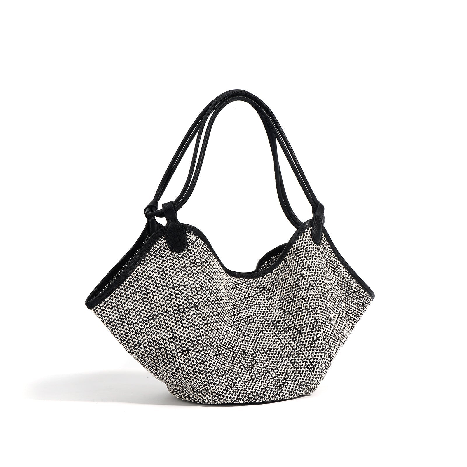 woven crescent tote bag with contrast trim – MARA