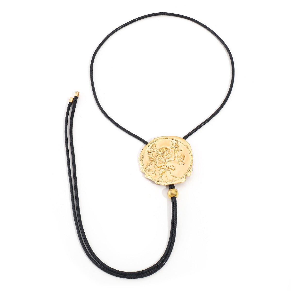 textured medallion necklace with leather rope tie - AMARAJ