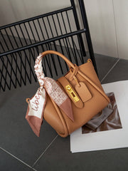 structured top-handle tote with silk scarf detail – MILAW