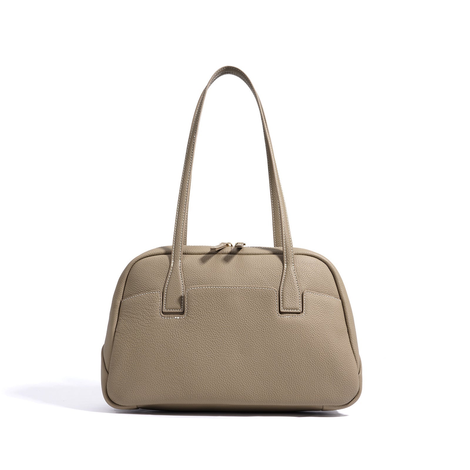 structured leather tote with contrast stitching – NOIX