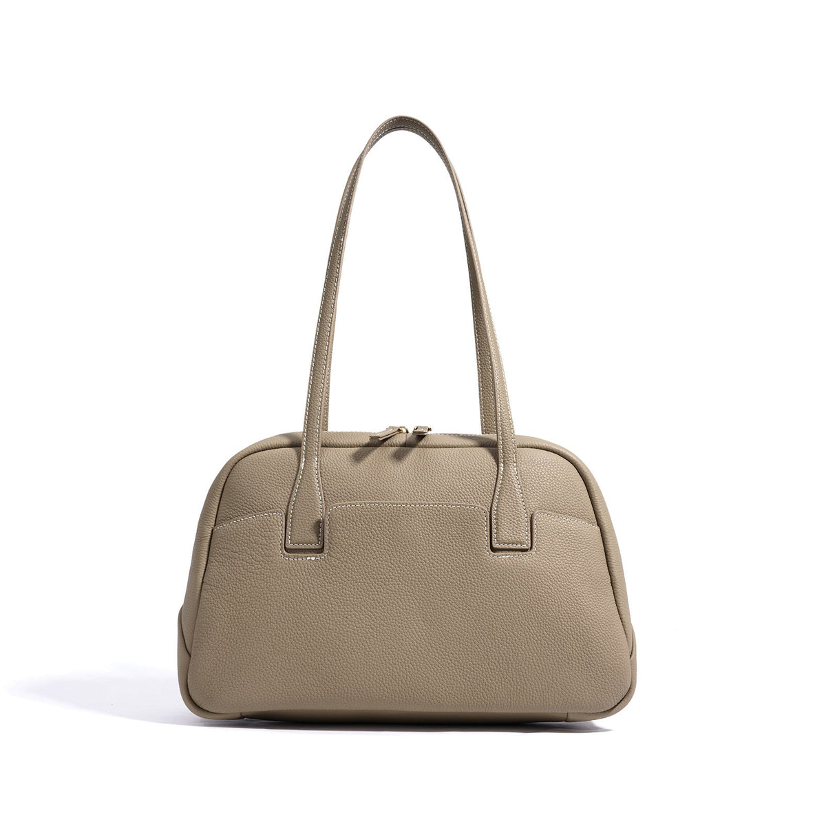 structured leather tote with contrast stitching – NOIX