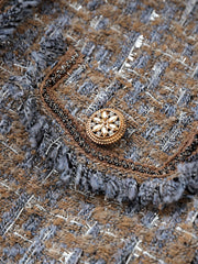 textured tweed skirt suit with contrast fringe trims - CHLOÉY