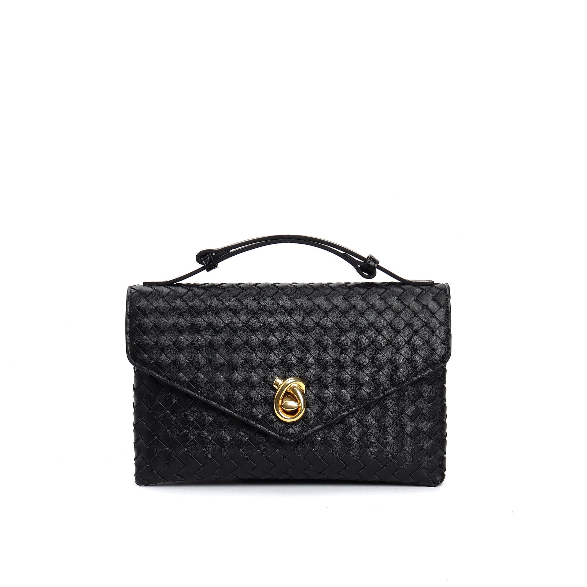 woven leather top-handle mini bag with twist lock - CEZENA
