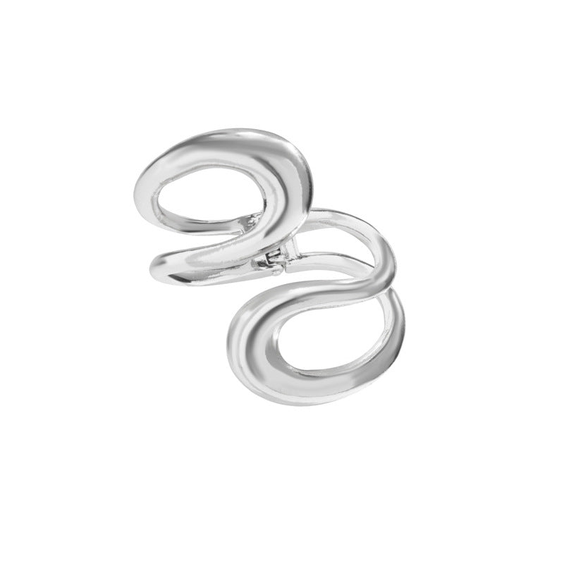 Abstract wave-shaped open cuff bracelet with polished finish – Akjy