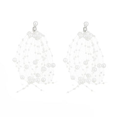 cascading pearl drop earrings with floating thread strands – LUNARIA