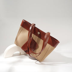two-tone canvas tote with mini pouch - OLIKIA