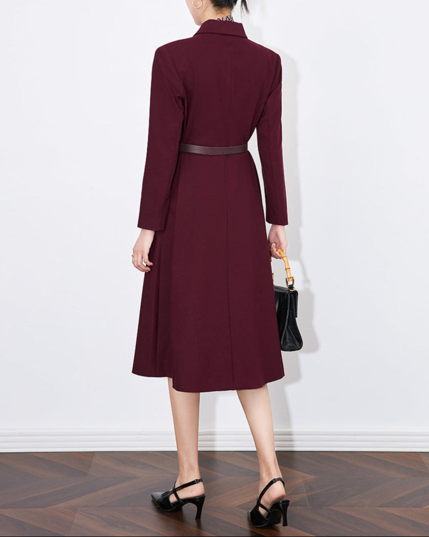 long tailored jacket with printed lapel and belt - SOFIAR