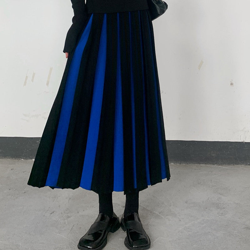 Multicolor Pleated Knitted Skirt - Notji