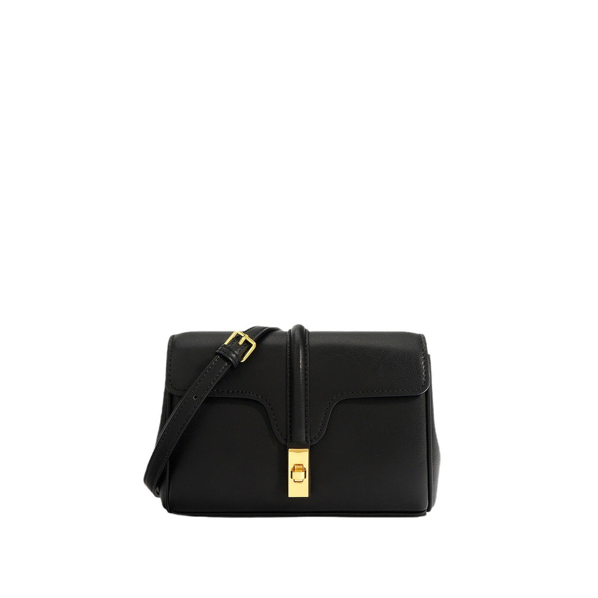 structured flap shoulder bag with gold-tone lock - INES