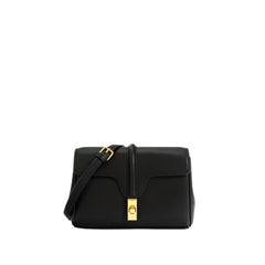 structured flap shoulder bag with gold-tone lock - INES
