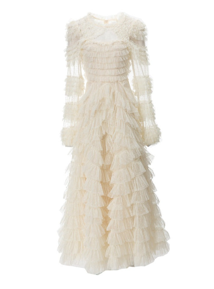 Tiered ruffle lace gown – Genovefa