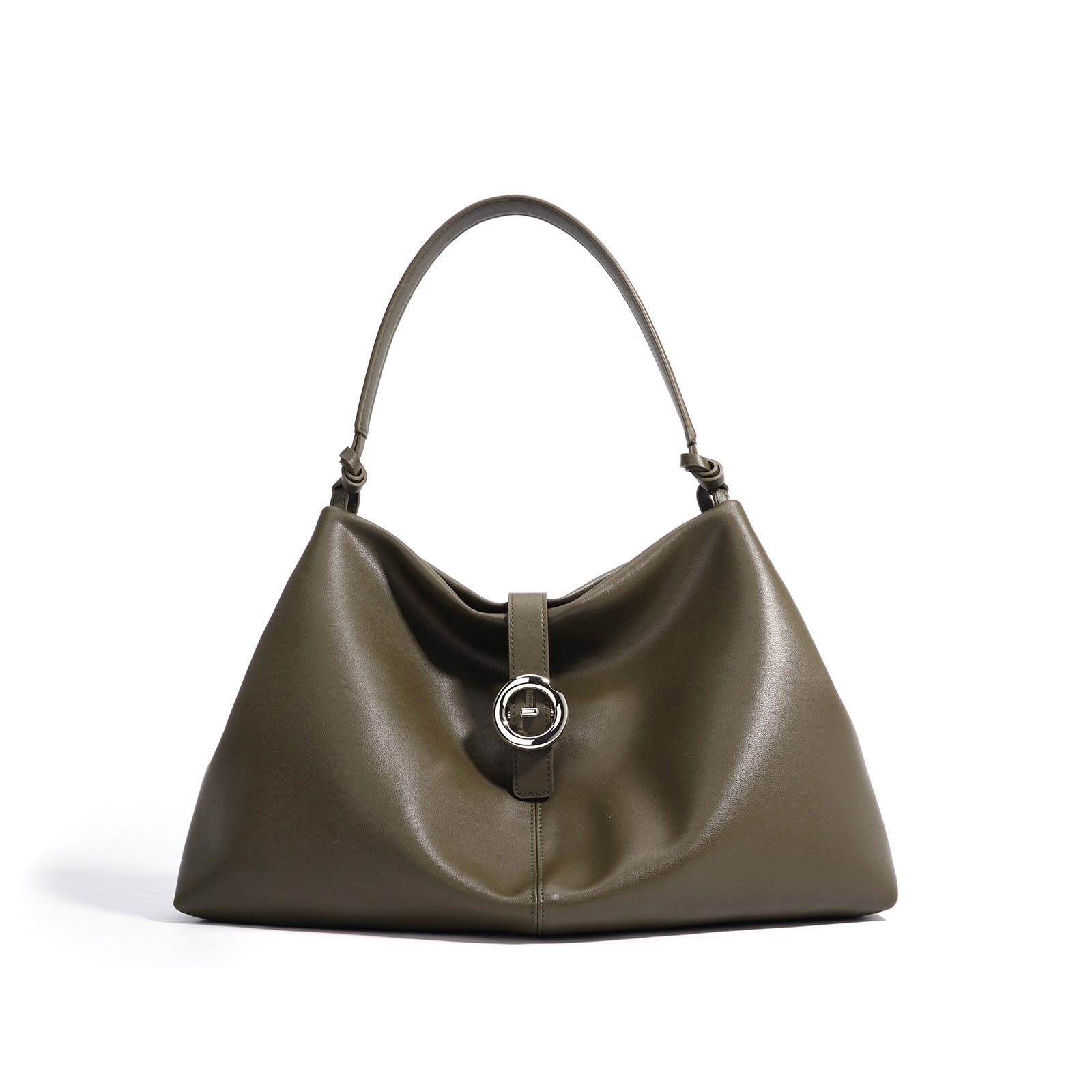 slouchy shoulder bag with circular buckle strap - CASSIAZ
