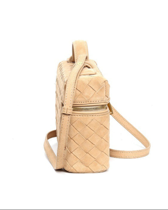 structured suede vanity bag with top handle - NOYA