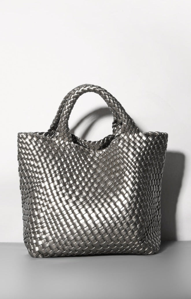 woven leather tote bag with top handles - Aaatrti
