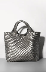 woven leather tote bag with top handles - Aaatrti