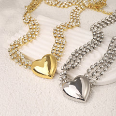 Double row rhinestone waist chain with heart charm – Adfinu