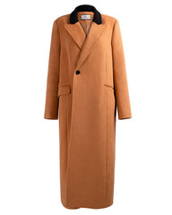 Long tailored coat with contrast collar – Dudri