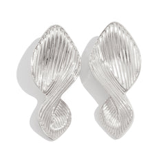 Textured leaf drop earrings with organic twist - Azina