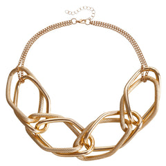 Chunky textured oval-link necklace with dual chain clasp - Vurti
