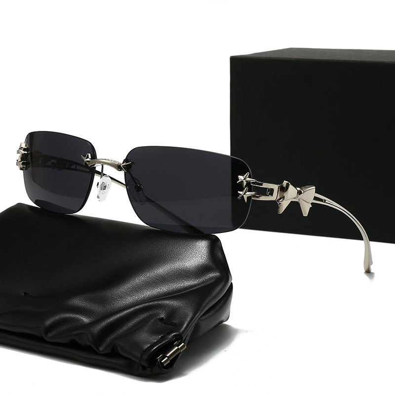 rimless square sunglasses with star-metal temples - STELLU