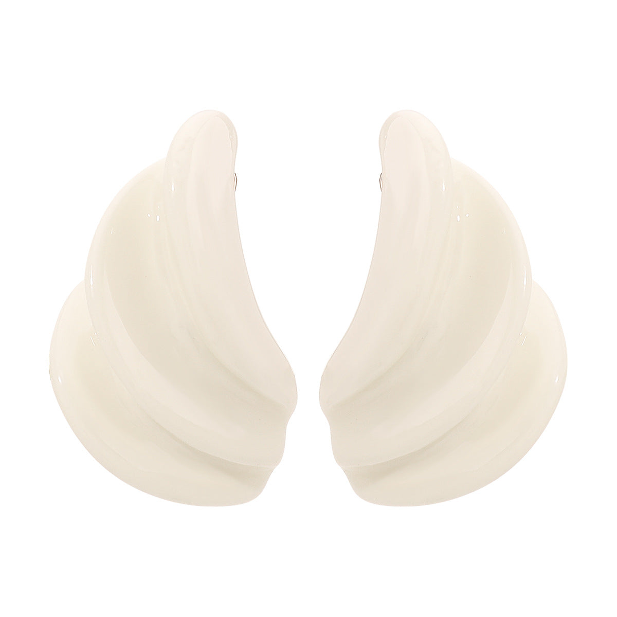 sculptural wave earrings in matte ivory – NALU