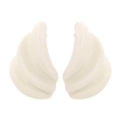 sculptural wave earrings in matte ivory – NALU