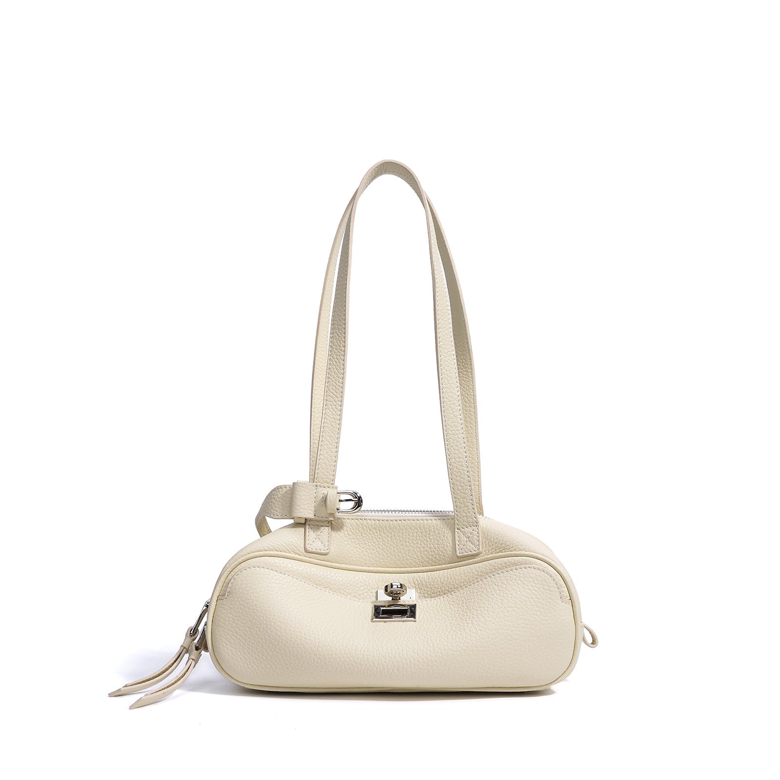 mini shoulder bag in sky blue pebbled leather – AZURA