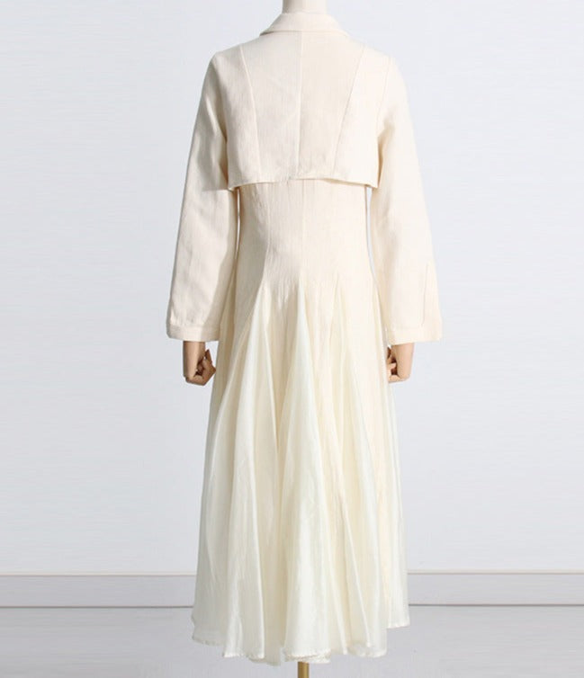open-front longline dress in ivory – Elianer