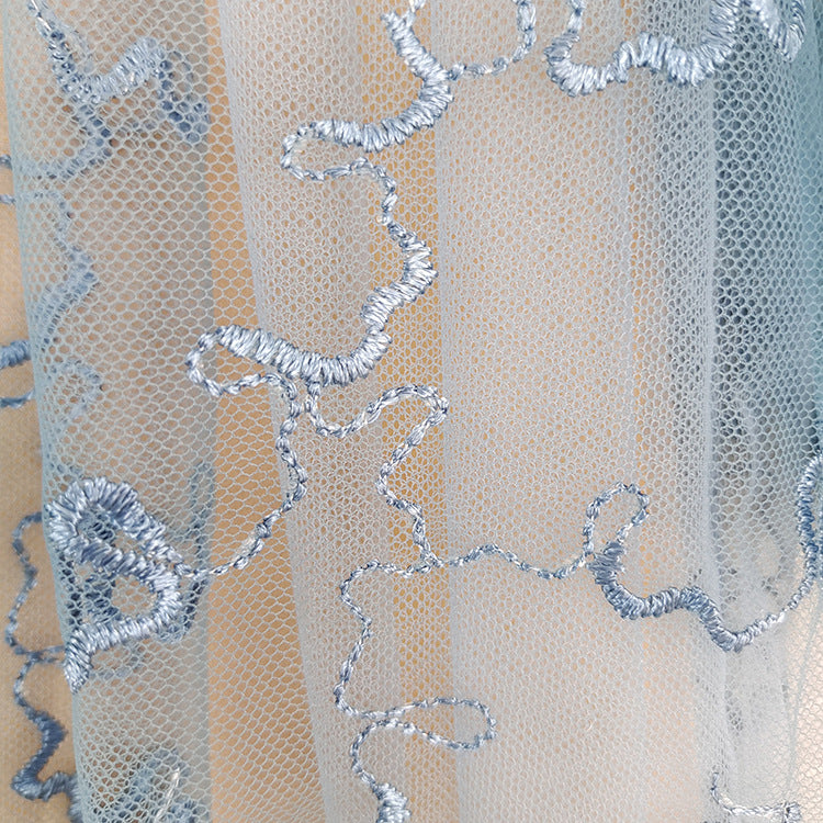 sheer embroidered midi dress with ribbon bows – Elueua