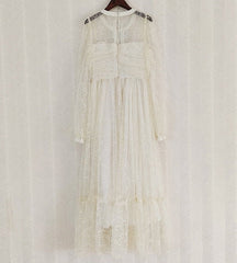 sheer embroidered midi dress with ribbon bows – Elueua