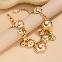 Chunky bubble chain necklace with metallic sphere clusters - Ohgasi