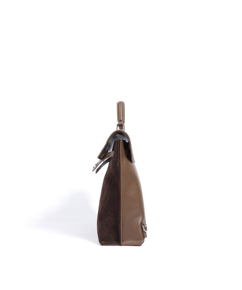 structured suede backpack with leather flap – SIENA