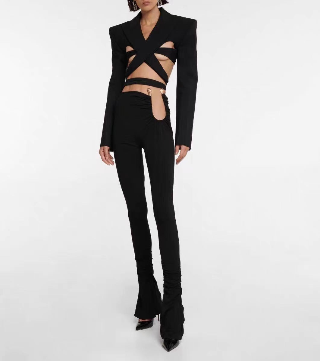 Cut-out blazer with tie-front detail - Nasru