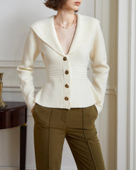 Ribbed knit jacket with shawl collar - Vernu