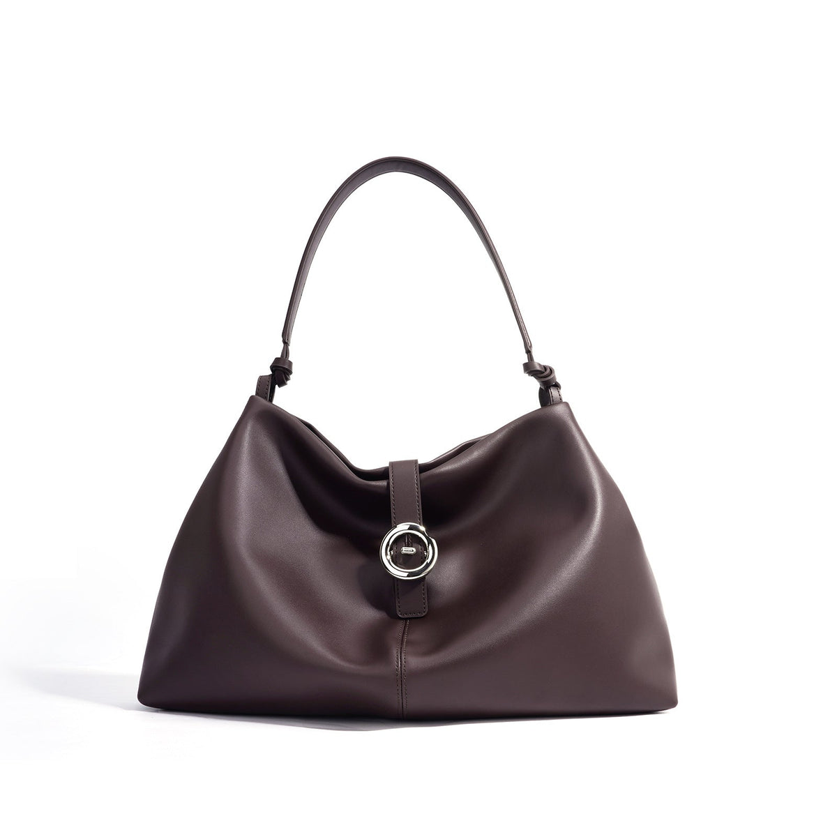 slouchy shoulder bag with circular buckle strap - CASSIAZ
