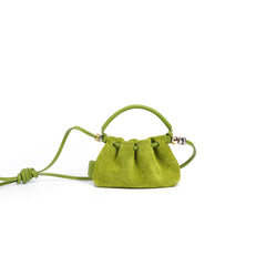 mini suede drawstring bag with top handle - ELVA