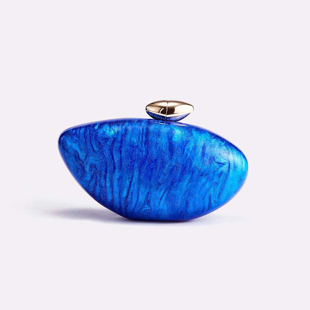Rounded clutch with gold clasp - Osdi