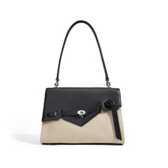 contrast flap structured handbag with knot detail – NEVAL