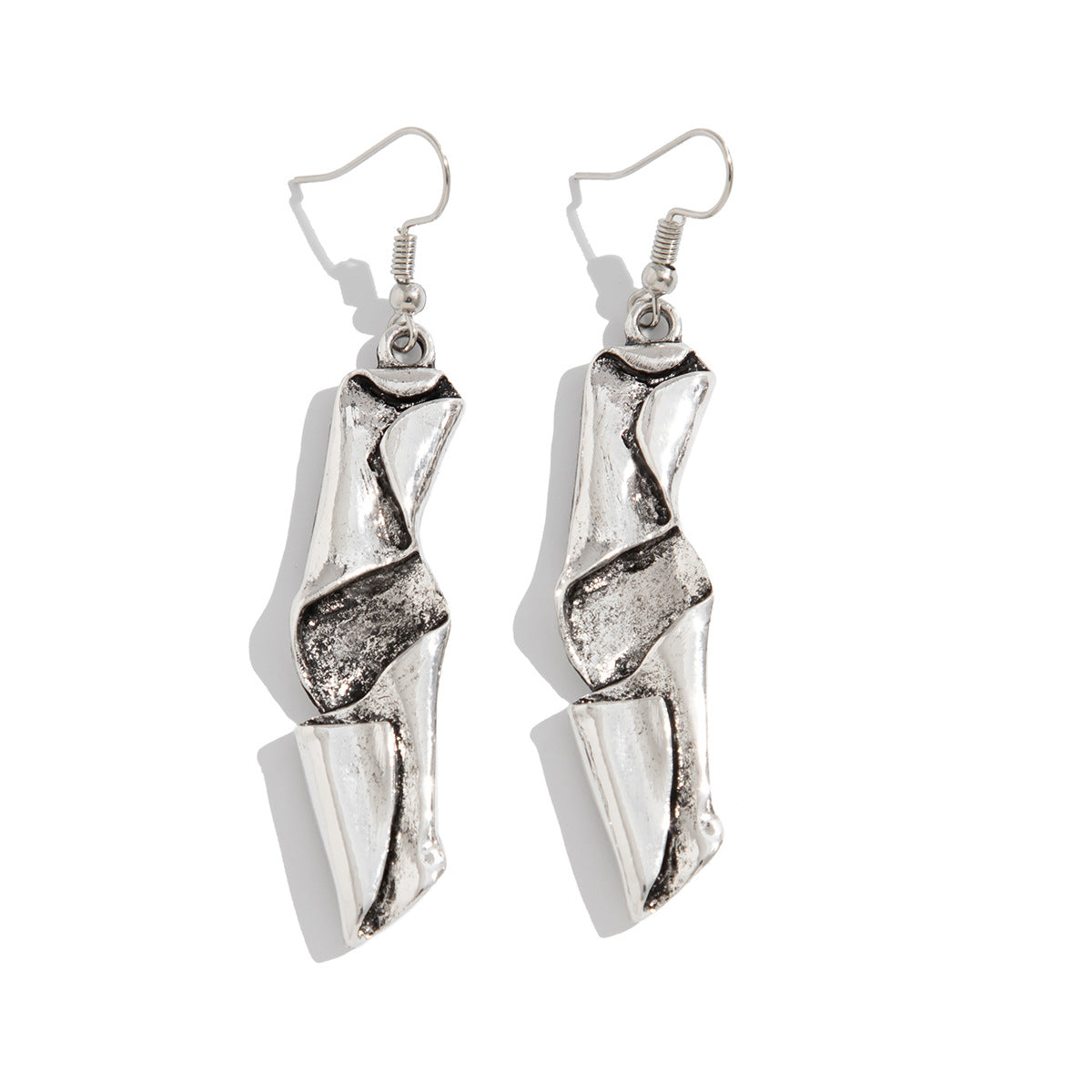 Sculptural drop earrings with twisted texture - Zojly