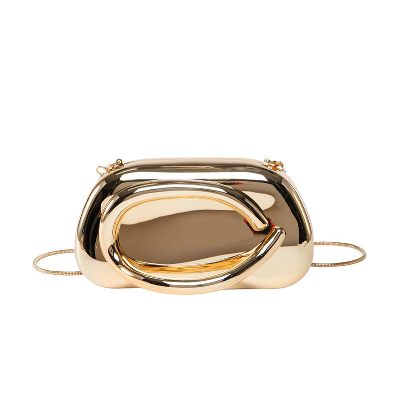 Minimalist clutch with gold curve handle - Artiku