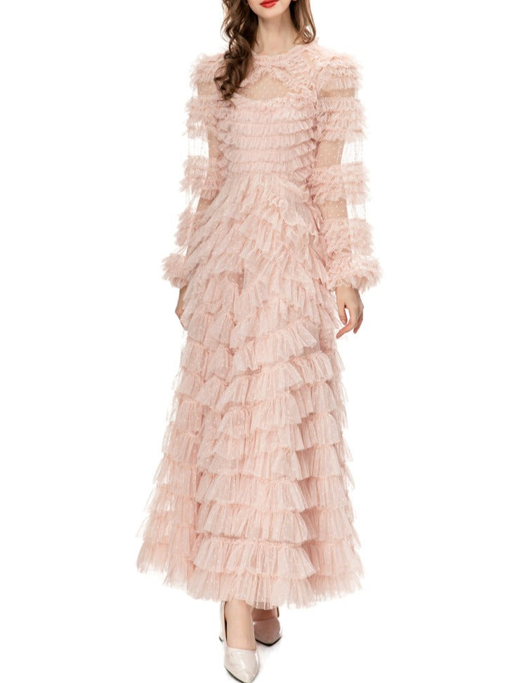 Tiered ruffle lace gown – Genovefa