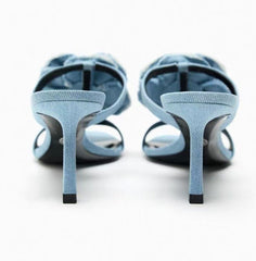 strappy heeled sandals with oversized floral appliqué - Elfiejk