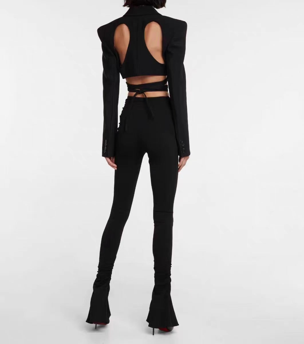 Cut-out blazer with tie-front detail - Nasru