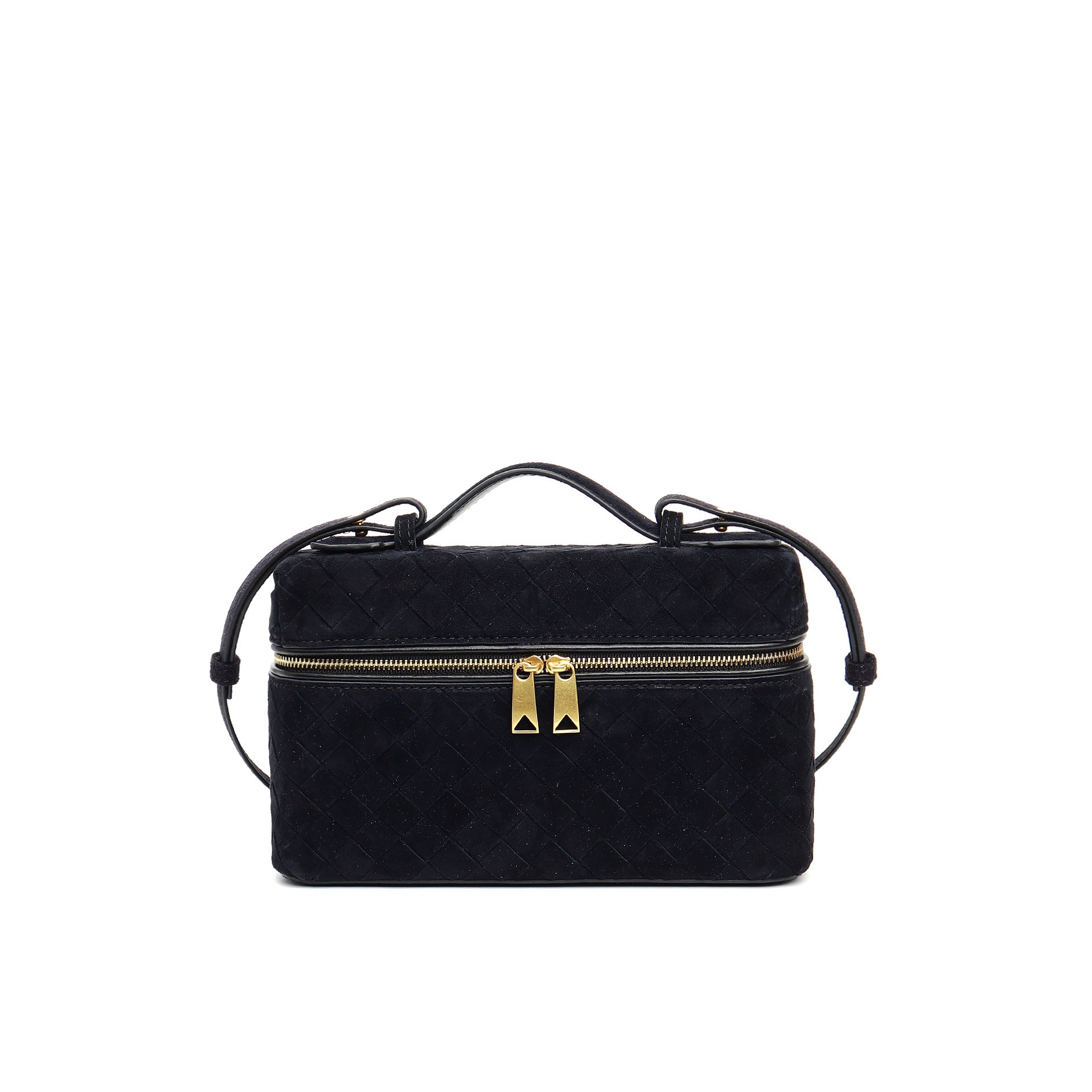 structured suede vanity bag with top handle - NOYA